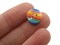10 13mm Rainbow with Blue Ends Striped Resin Flat Round Plastic Four Hole Buttons